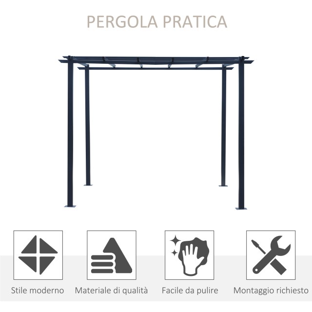 Δομή Outsunny Garden Pergola σε μαύρο μέταλλο 300 x 300 x 230 cm 84...