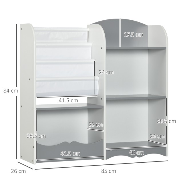 ZONEKIZ Παιδικό Παιχνίδι Ράφι με Ξύλινα Ράφια, 85x26x84cm, Γκρι 311-060V80GY