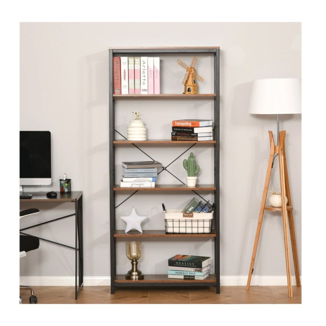 Μεταλλική Βιβλιοθήκη με 6 Ράφια 80 x 30 x 180 cm HOMCOM 836-279