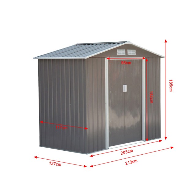 Μεταλλική Αποθήκη Κήπου 213 x 127 x 185 cm Χρώματος Γκρι Outsunny 8...