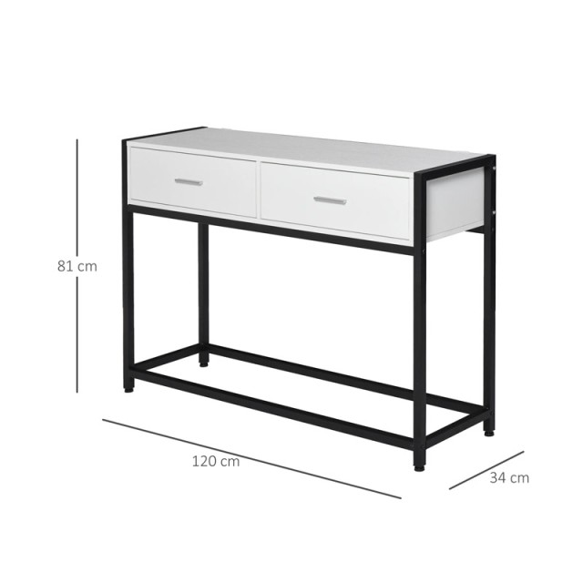 Μεταλλική Κονσόλα με 2 Συρτάρια 120 x 34 x 81 cm HOMCOM 837-099