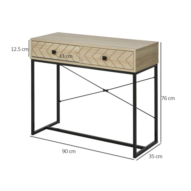 Μεταλλική Κονσόλα με 2 Συρτάρια 90 x 35 x 76 cm HOMCOM 838-043