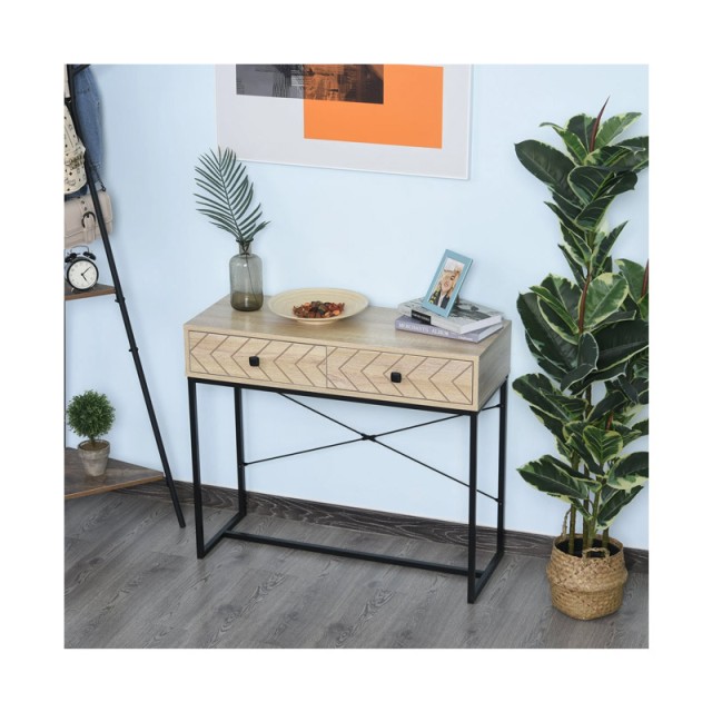 Μεταλλική Κονσόλα με 2 Συρτάρια 90 x 35 x 76 cm HOMCOM 838-043
