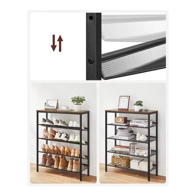 Μεταλλική Παπουτσοθήκη με 5 Ράφια 75 x 28 x 93 cm VASAGLE LBS038B01