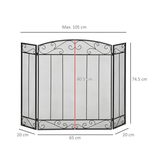 Μεταλλική Σίτα Τζακιού Τρίφυλλη 105 x 1.6 x 80.5 cm HOMCOM 820-231