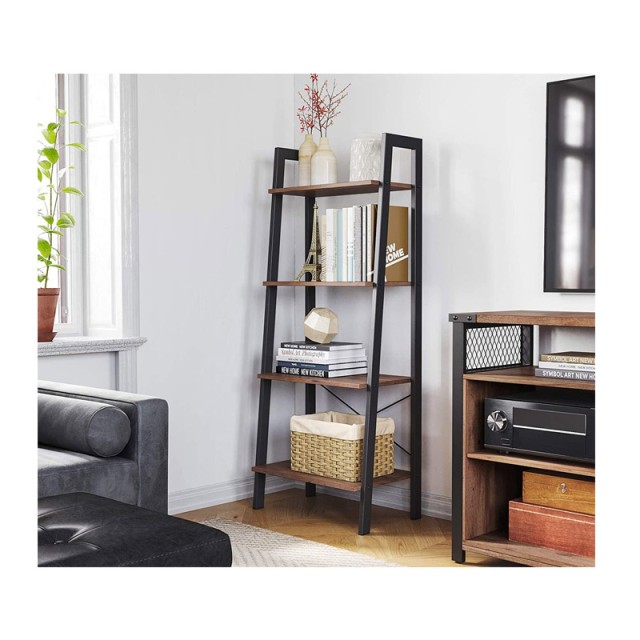 Μεταλλική Βιβλιοθήκη με 4 Ράφια 56 x 34 x 137.5 cm Χρώματος Καφέ VASAGLE LLS044B03