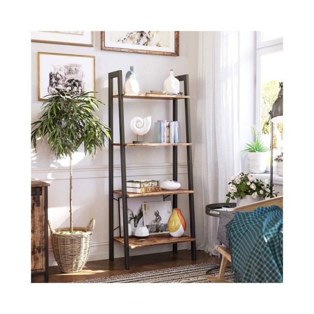 Μεταλλική Βιβλιοθήκη με 4 Ράφια 56 x 34 x 137.5 cm Χρώματος Μαύρο VASAGLE LLS44X