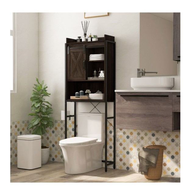 Μεταλλική Εταζέρα Μπάνιου με 4 Ράφια 64 x 24 x 172 cm Costway BA7886BN