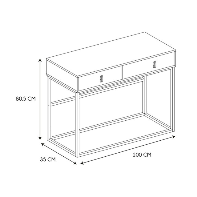 Μεταλλική Κονσόλα με 2 Συρτάρια 100 x 35 x 80.5 cm Home Deco Factory HD6623