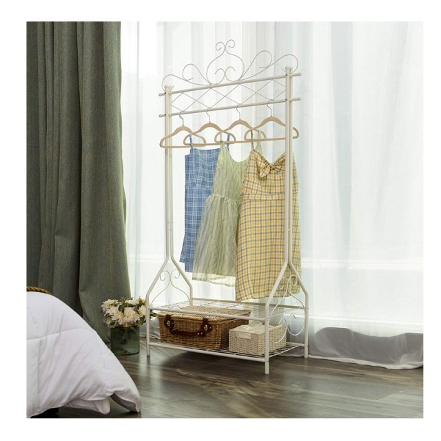 Μεταλλική Κρεμάστρα Ρούχων Δαπέδου 92 x 173 x 41 cm με 2 Ράφια Songmics HSR07W