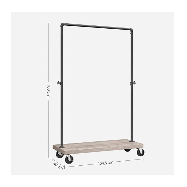 Μεταλλική Κρεμάστρα Ρούχων Δαπέδου 104.5 x 40 x 162 cm με Ρόδες VASAGLE HSR065B02