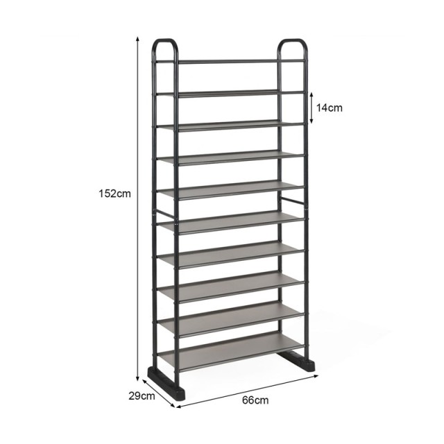 Μεταλλική Παπουτσοθήκη με 10 Ράφια 66 x 29 x 152 cm Costway HW63424