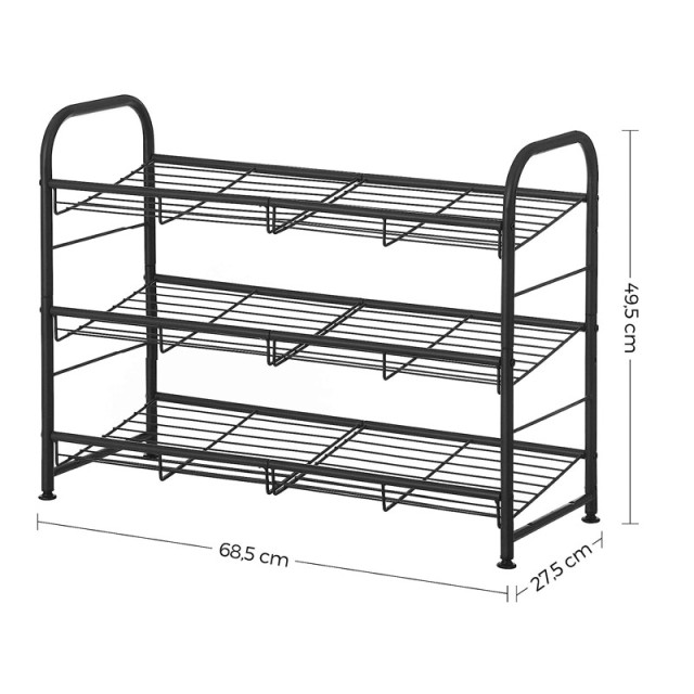 Μεταλλική Παπουτσοθήκη με 3 Ράφια 68.5 x 27.5 x 49.5 cm Songmics LMR066B01
