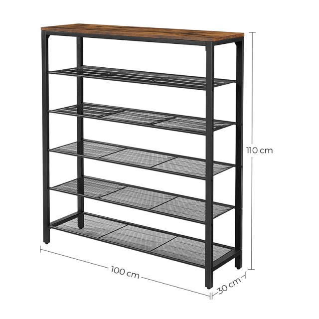 Μεταλλική Παπουτσοθήκη με 6 Ράφια 100 x 30 x 110 cm VASAGLE LBS016B01