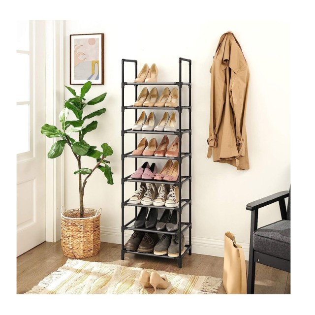 Μεταλλική Παπουτσοθήκη με 8 Ράφια 28 x 46 x 145 cm Songmics LSR24BK