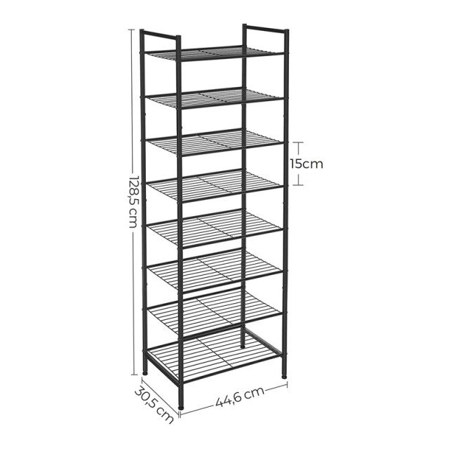 Μεταλλική Παπουτσοθήκη με 8 Ράφια 44.6 x 30.5 x 128.5 cm Songmics L...