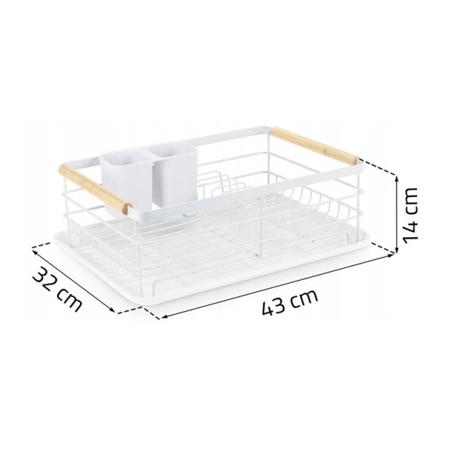 Μεταλλική Πιατοθήκη Στεγνωτήριο 43 x 32 x 14 cm Χρώματος Λευκό Massido MS-600-White