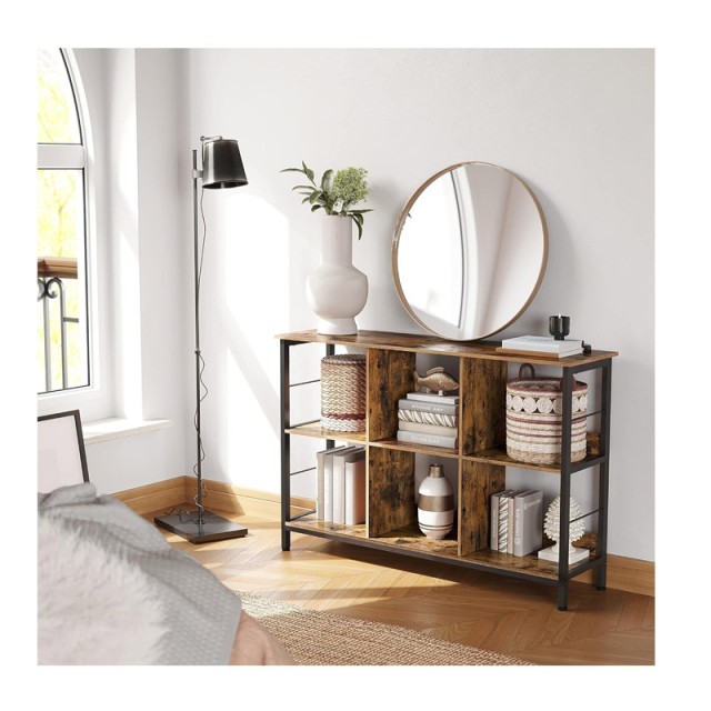 Μεταλλική Ραφιέρα Δαπέδου με 6 Ξύλινα Ράφια 120 x 33 x 80 cm VASAGL...