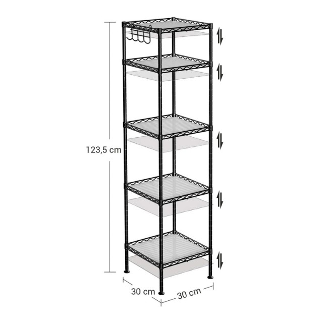Μεταλλική Ραφιέρα με 5 Ράφια 30 x 30 x 123.5 cm Songmics LGR23BK