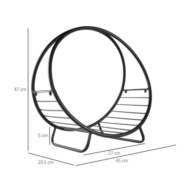 Μεταλλική Στρογγυλή Ξυλιέρα Τζακιού 45 x 29.5 x 47 cm Outsunny 842-158