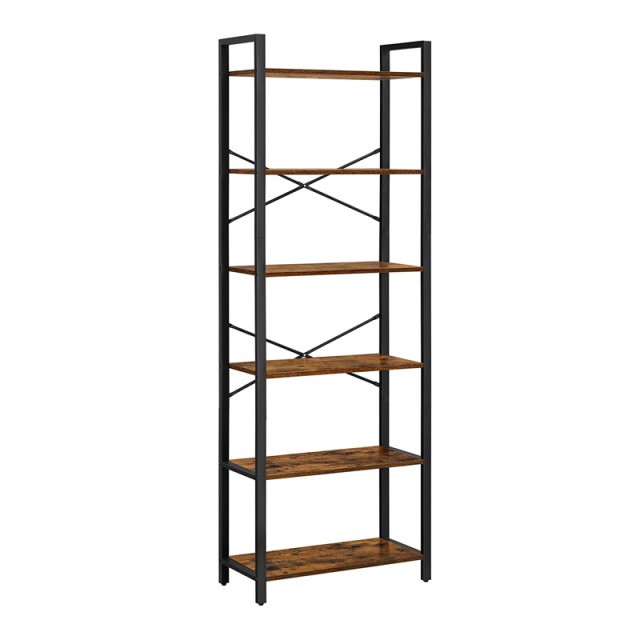 Μεταλλική Βιβλιοθήκη με 6 Ξύλινα Ράφια 66 x 30 x 186 cm VASAGLE LLS062B01