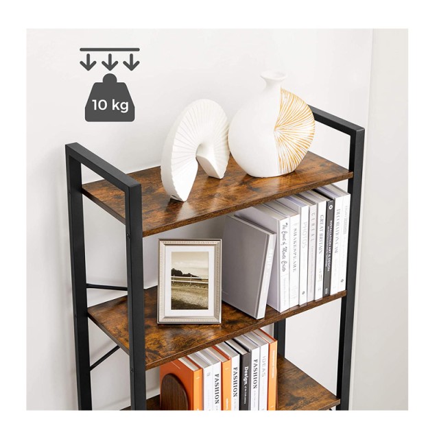 Μεταλλική Βιβλιοθήκη με 6 Ξύλινα Ράφια 66 x 30 x 186 cm VASAGLE LLS062B01