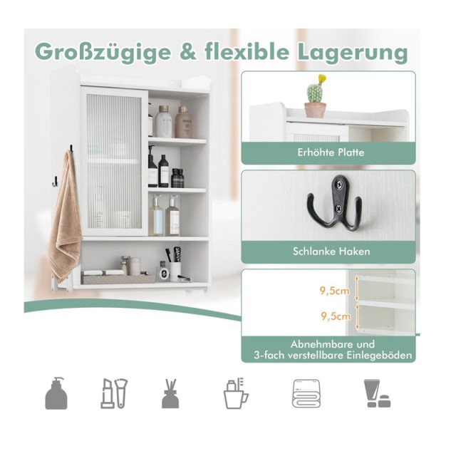 Μεταλλική/Ξύλινη Εταζέρα Μπάνιου 63 x 29 x 170 cm Costway BA7856WH