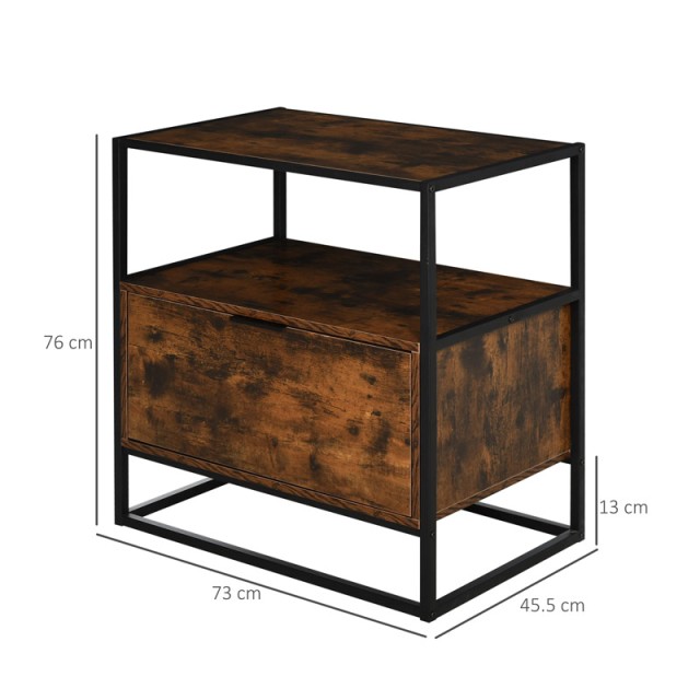 Μεταλλικό Έπιπλο με 1 Συρτάρι και 2 Ράφια 73 x 45.5 x 76 cm HOMCOM 838-039