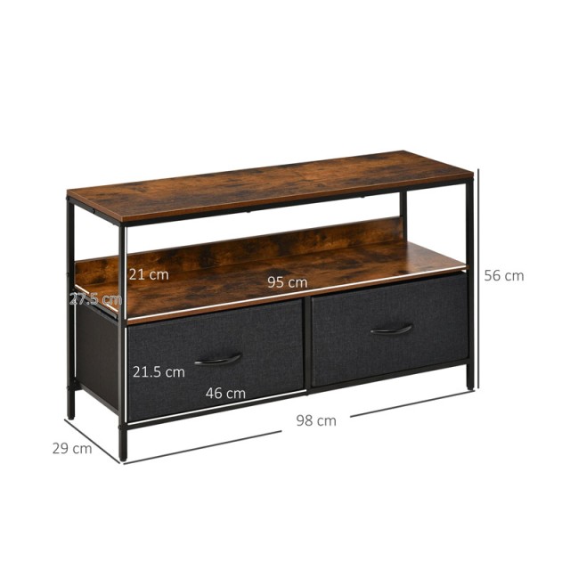 Μεταλλικό Έπιπλο Τηλεόρασης 98 x 29 x 56 cm Χρώματος Σκούρο Γκρι HO...