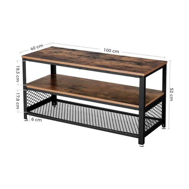 Μεταλλικό Έπιπλο Τηλεόρασης με 3 Ράφια 100 x 40 x 52 cm VASAGLE LTV40BX