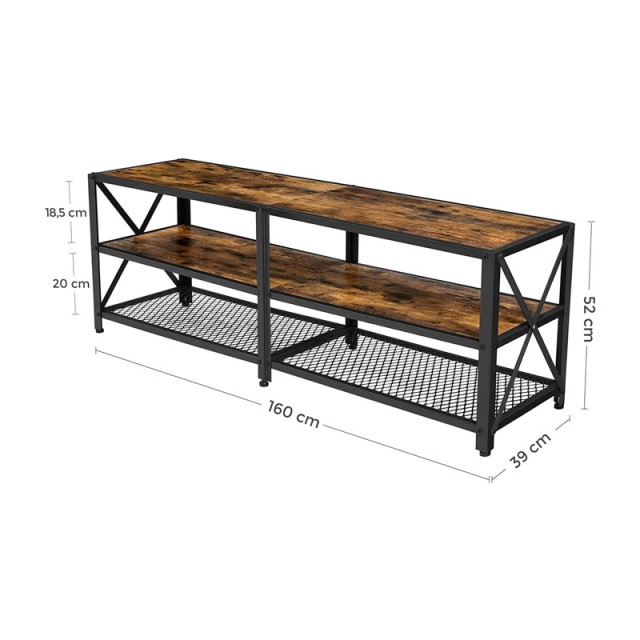 Μεταλλικό Έπιπλο Τηλεόρασης με 3 Ράφια 160 x 39 x 52 cm VASAGLE LTV095B01