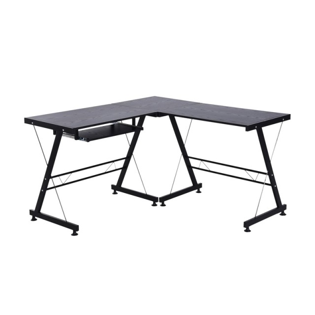 Eckschreibtisch aus Metall mit Platz für Tastatur 130 x 130 x 73.5 cm HOMCOM 836-124BK