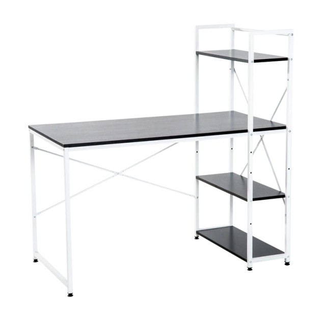 Μεταλλικό Γραφείο με 4 Ράφια 120 x 64 x 121 cm Χρώματος Λευκό HOMCOM 833-397BK