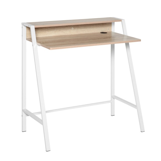 Μεταλλικό Γραφείο με 1 Ράφι 84 x 45 x 85 cm Χρώματος Καφέ Ανοιχτό HOMCOM 836-055AK