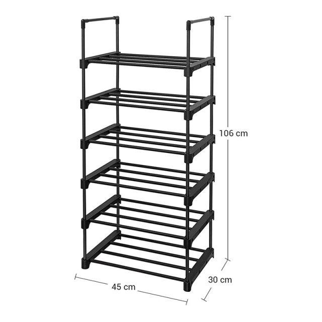 Μεταλλικό Stand Αποθήκευσης Παπουτσιών με 6 Ράφια 45 x 30 x 106 cm ...