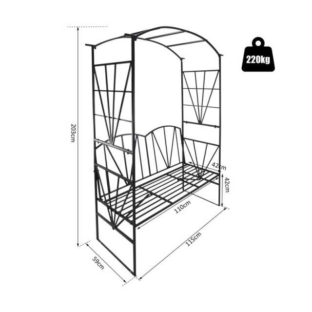 Μεταλλικό Διθέσιο Παγκάκι με Πέργκολα 115 x 59 x 203 cm Outsunny 84...