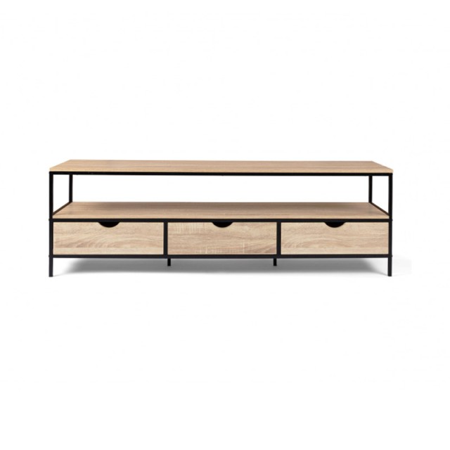 Metal TV Cabinet with 3 Wooden Cabinets 160 x 40 x 50 cm Memphis Idomya 30089583
