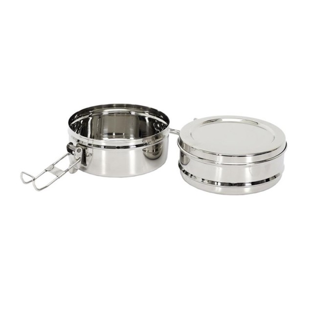 Μεταλλικό Φαγητοδοχείο - Lunch Box 2 Επιπέδων από Ανοξείδωτο Ατσάλι 14 x 13 x 10 cm Cook Concept KA4803