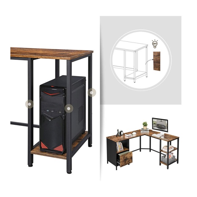 Μεταλλικό Γωνιακό Γραφείο με Θέση για Υπολογιστή 137 x 150 x 75 cm ...