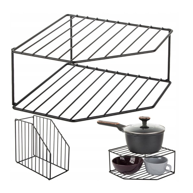 Μεταλλικό Γωνιακό Ράφι Πάγκου Κουζίνας 2 Επιπέδων 12.5 x 25 x 25 cm...