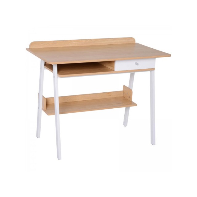 Μεταλλικό Γραφείο με 1 Συρτάρι 100 x 55 x 81.3 cm Χρώματος Λευκό HO...