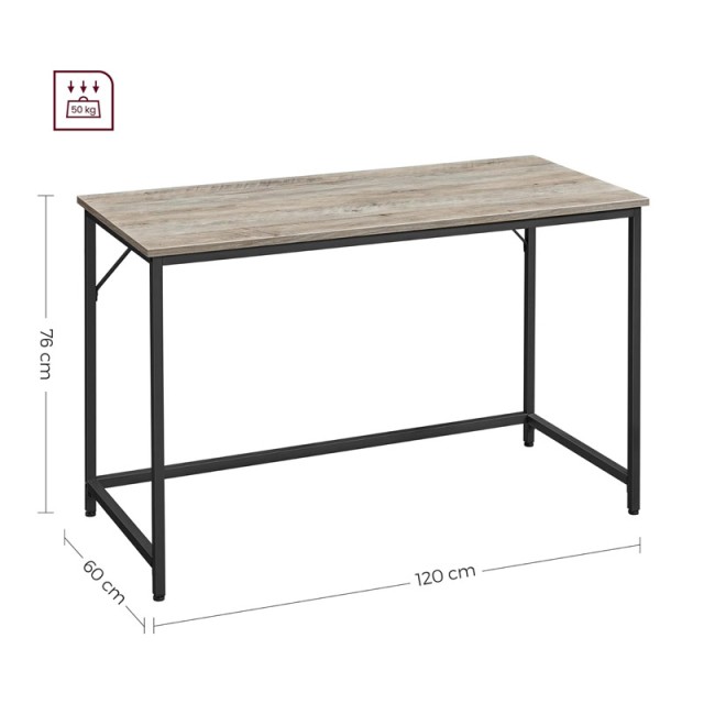 Μεταλλικό Γραφείο 120 x 60 x 75 cm Χρώματος Γκρι VASAGLE LWD039B56
