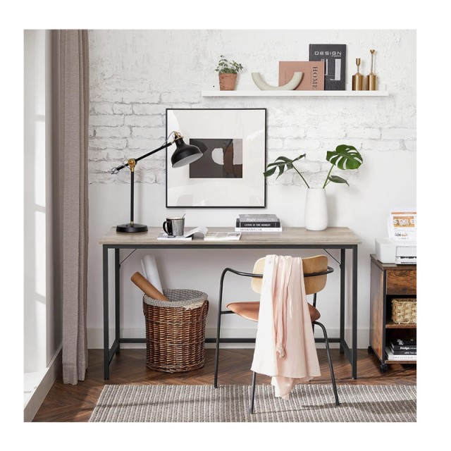 Μεταλλικό Γραφείο 140 x 60 x 75 cm Χρώματος Γκρι VASAGLE LWD043B02