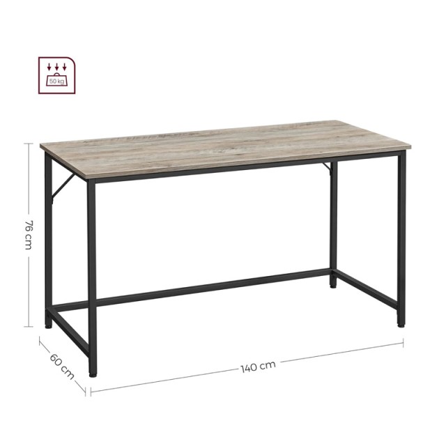 Μεταλλικό Γραφείο 140 x 60 x 75 cm Χρώματος Γκρι VASAGLE LWD043B02