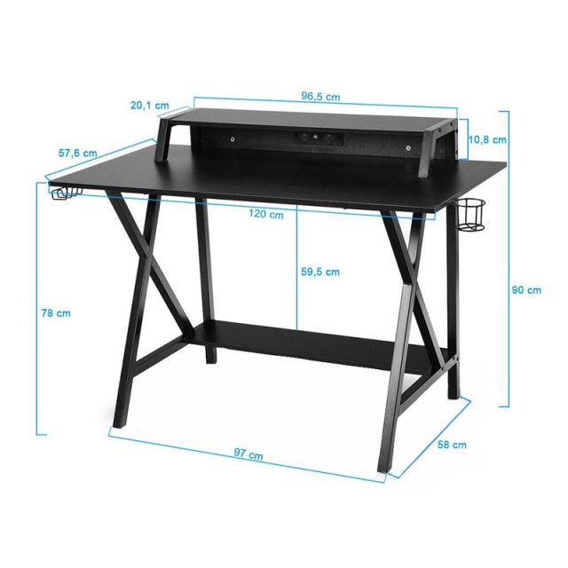Μεταλλικό Γραφείο για Gaming με USB 120 x 58 x 90 cm Hoppline HOP1000913-1