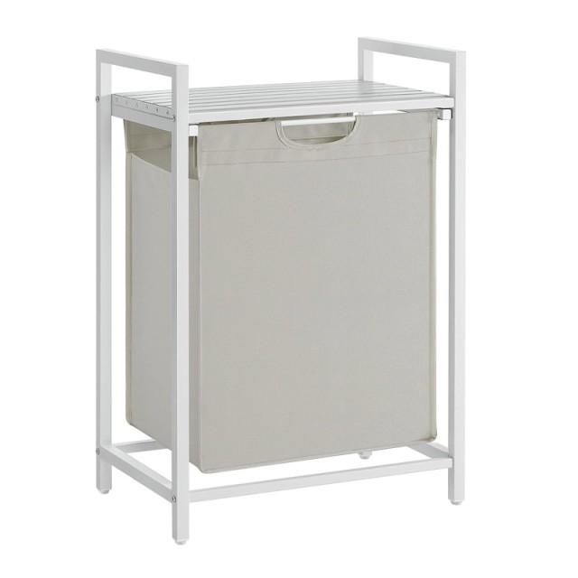 Μεταλλικό Καλάθι Απλύτων με 1 Ράφι 50 x 33 x 72 cm Χρώματος Λευκό VASAGLE BLH101W01