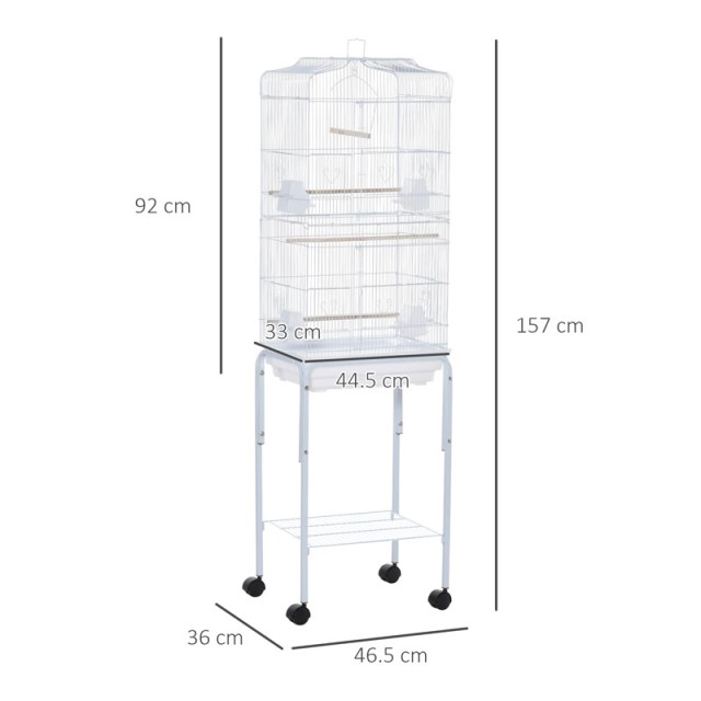 Μεταλλικό Κλουβί Πτηνών 46.5 x 36 x 157 cm PawHut D10-019V01WT