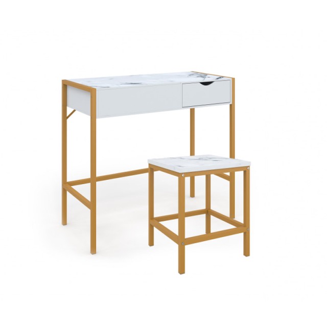 Μεταλλικό Μπουντουάρ με Πτυσσόμενο Καθρέπτη και Σκαμπό 83 x 39.5 x ... Μεταλλικό Μπουντουάρ με Πτυσσόμενο Καθρέπτη και Σκαμπό 83 x 39.5 x ...