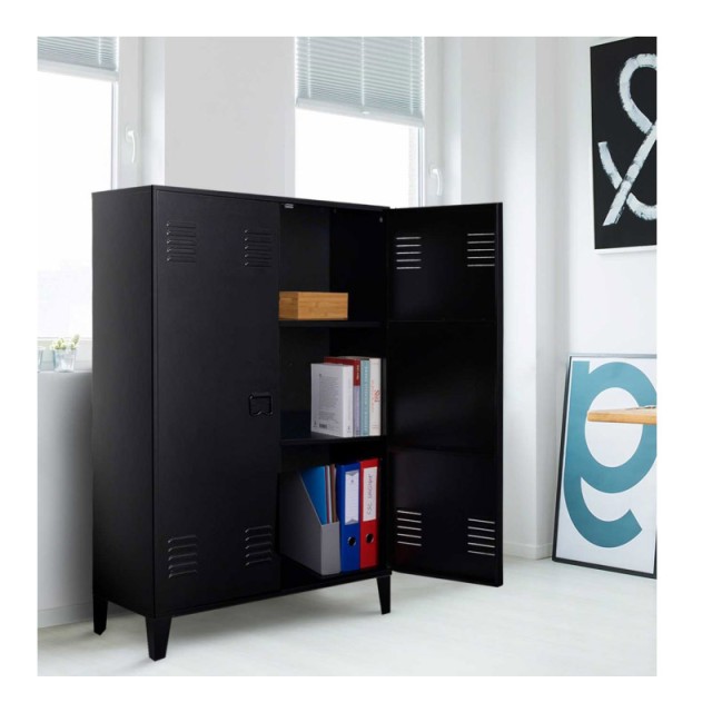 Μεταλλικό Ντουλάπι 75 x 33 x 110 cm Χρώματος Μαύρο Idomya 30088825