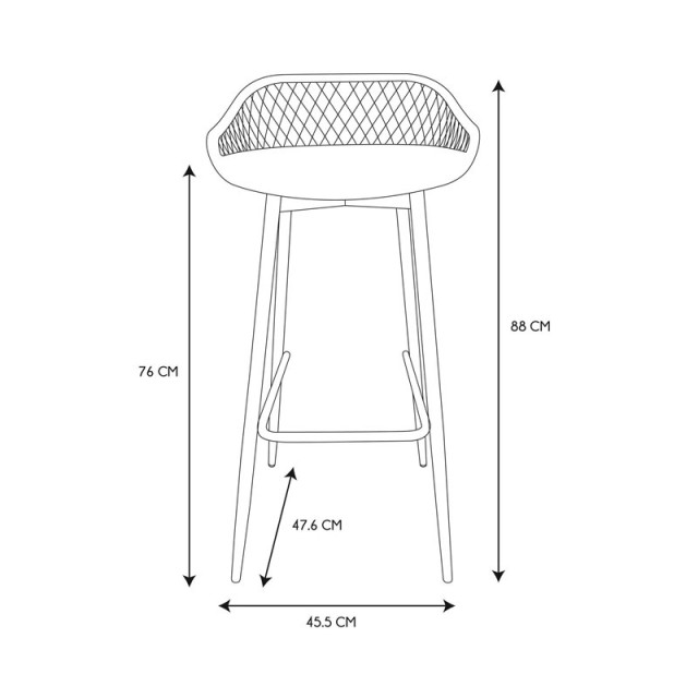 Μεταλλικό Σκαμπό Μπαρ 45 x 47.6 x 88 cm Χρώματος Λευκό Home Deco Factory HDO7285